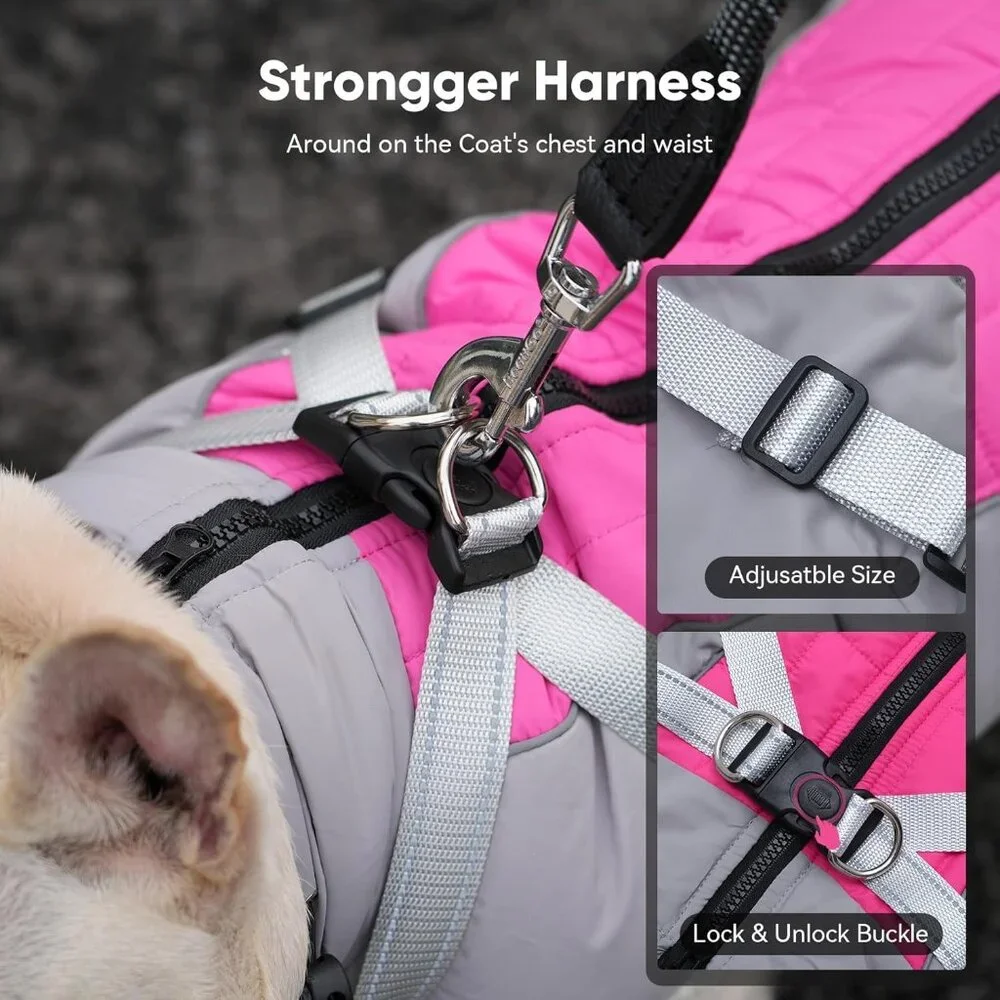 Fleece Dog Coat with Harness Jacket Warm Winter Vest for Small Dogs M XL